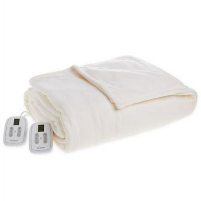 Brookstone Fleece Heated Queen Blanket Queen 84"x90" in ivory
