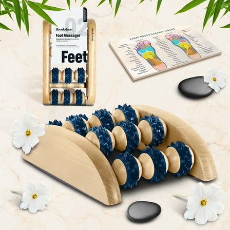Brookstone Foot Roller Massager for Plantar Fasciitis Relief Wooden Massage Foot Roller