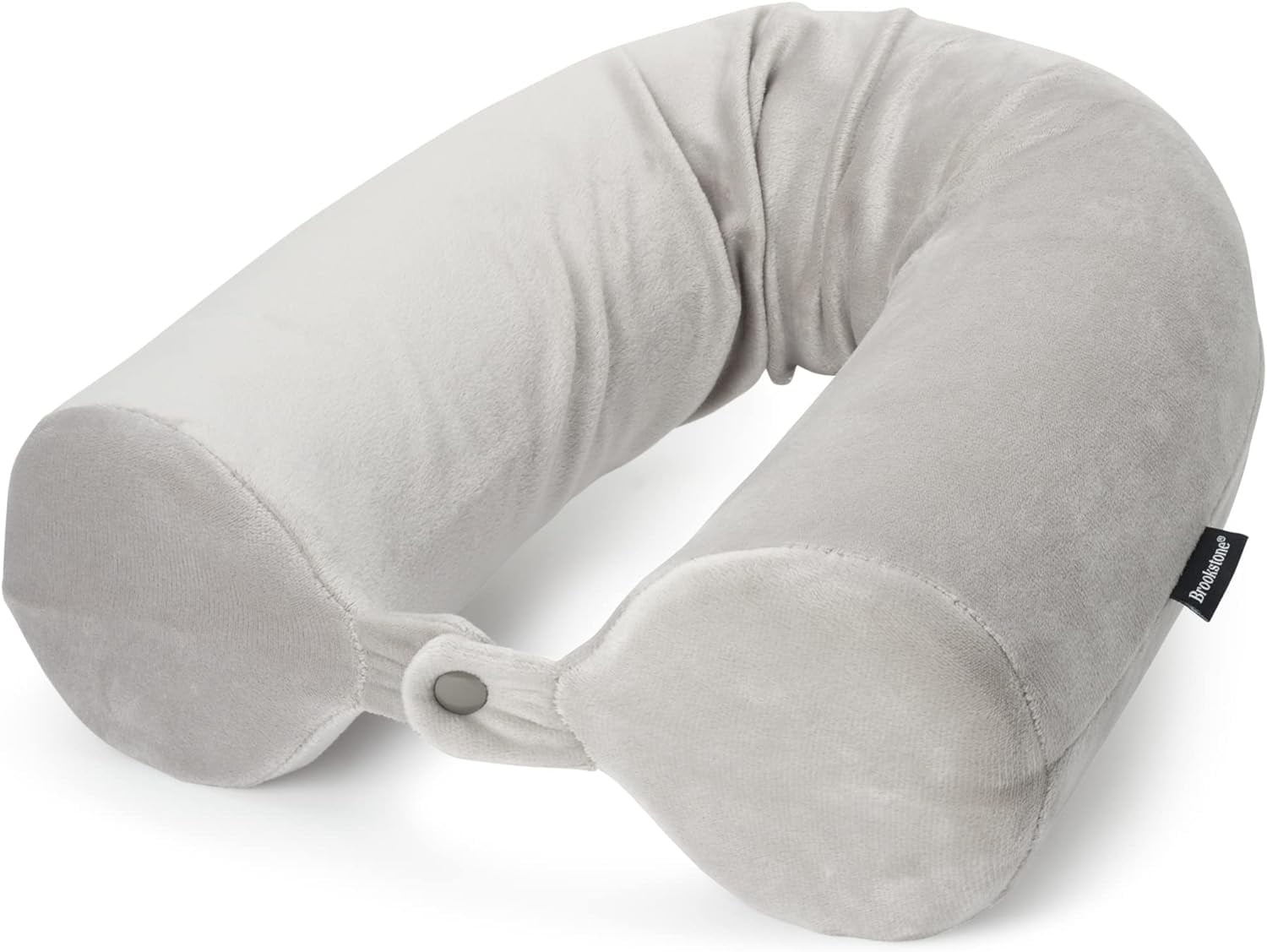 Adjustable Grey Memory Foam Travel Pillow with Fleece Cover