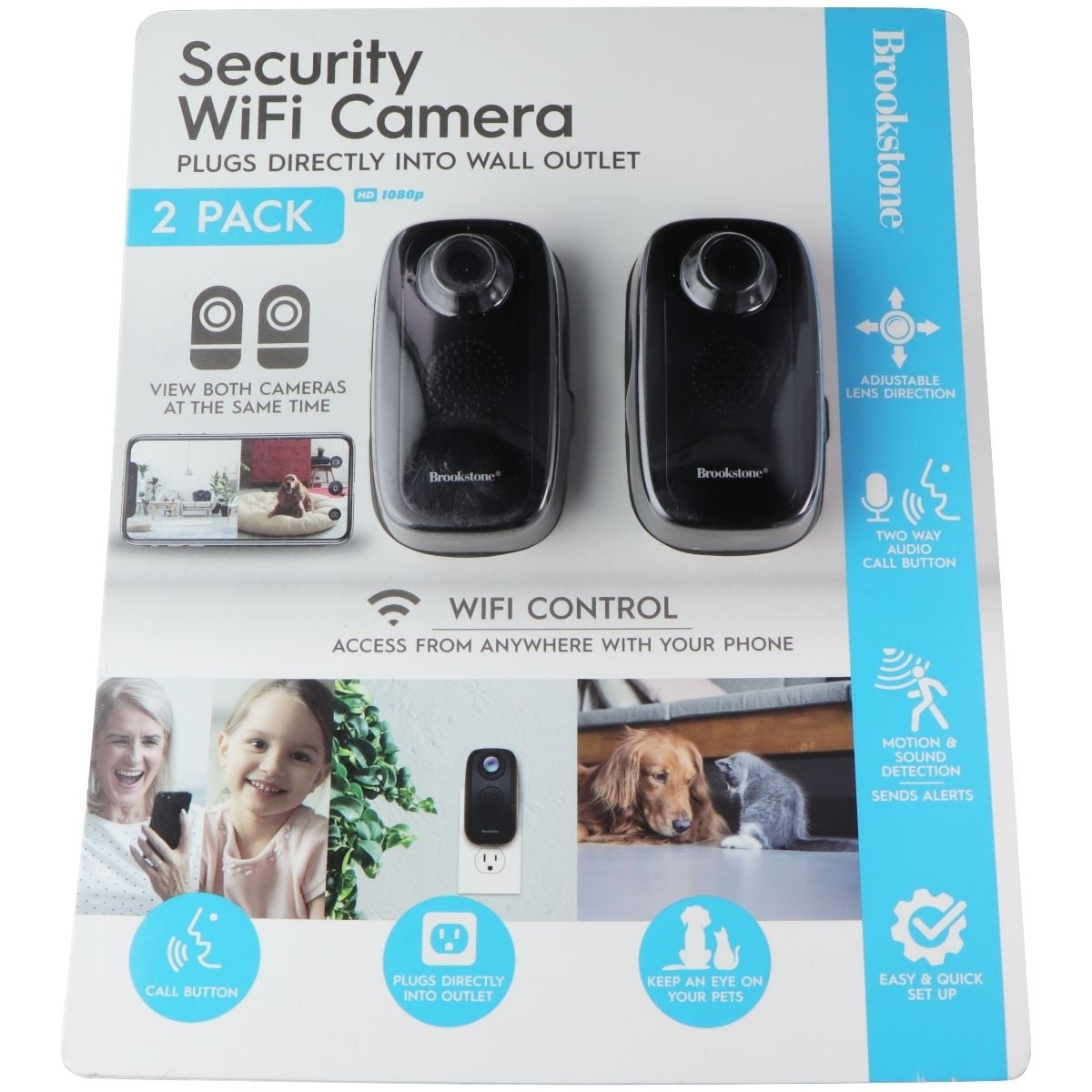 Brookstone Indoor Home Wireless WiFi HD 1080p Security Camera 2 Pack