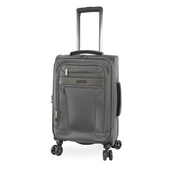Brookstone Harbour 22" Softside Carry-on Expandable Spinner Luggage with Removable Toiletry Pouch, Dark Charcoal