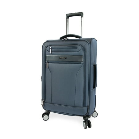 Brookstone Harbour 26" Softside Medium Checked Expandable Spinner Luggage with Removable Toiletry Pouch, Navy