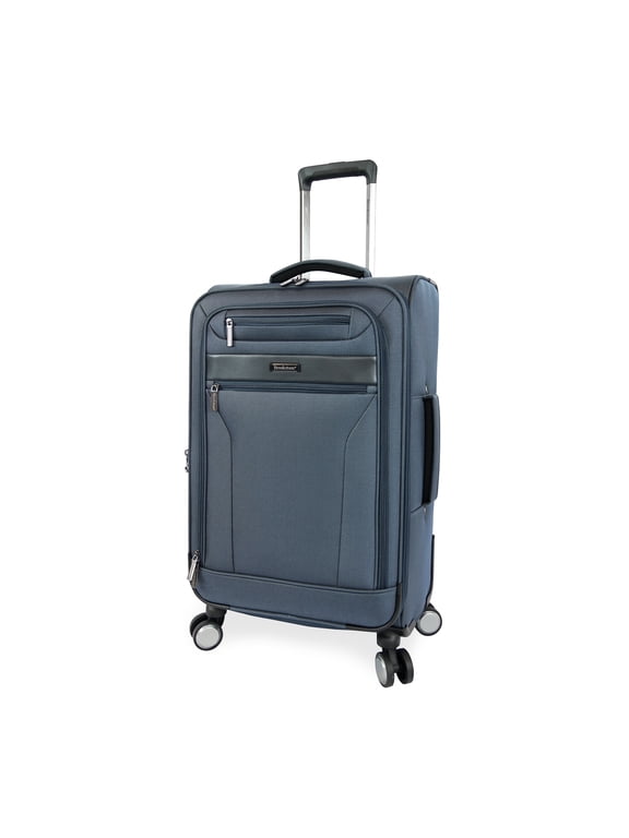 Harbour 26" Softside Medium Checked Expandable Spinner Luggage with Removable Toiletry Pouch, Navy