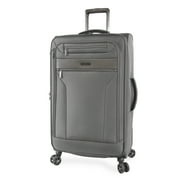 Brookstone Harbour Adult Large Checked Expandable Softside Spinner Luggage with Removable Toiletry Pouch Dark Charcoal
