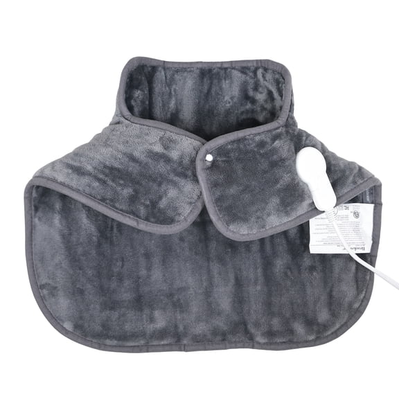 Brookstone Heated Weighted Neck & Shoulder Pad 21 x 22" Electric Heating Pad for Neck, Shoulders & Upper Back, 4 Heat Settings, LCD Controller, Soft Plush Fabric, 2-Hour Auto Shut-Off
