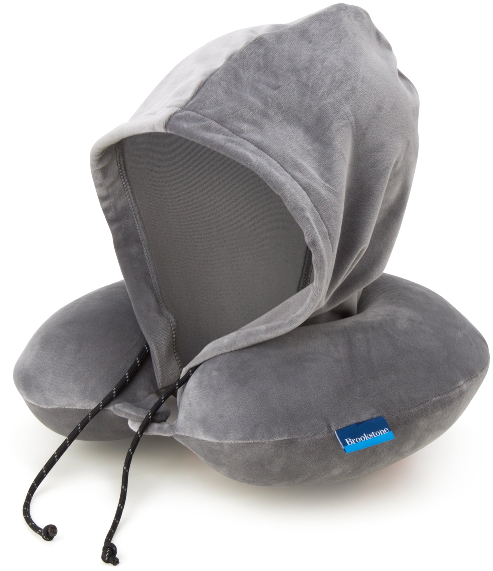 Brookstone Hooded Memory Foam Neck Pillow with Lightweight High