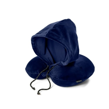 Brookstone Hooded Neck Pillow - High Density Memory Foam Neck Support Sleep and Travel Pillow