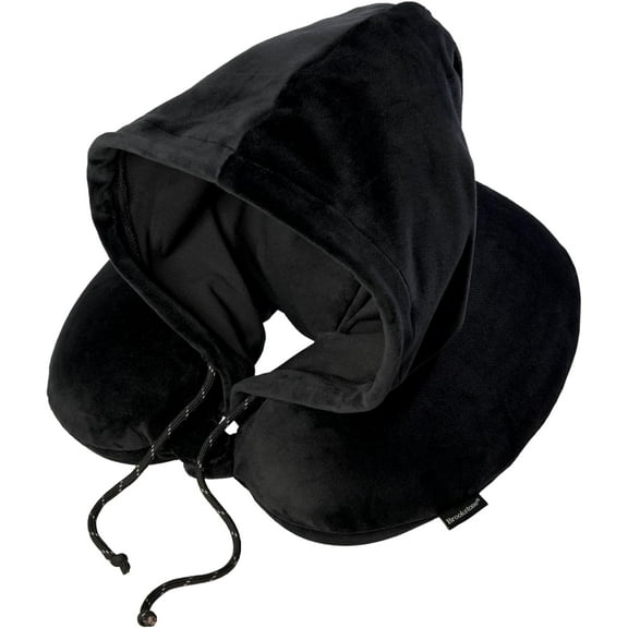 Brookstone Hooded Neck Pillow - High Density Memory Foam Neck Support Sleep and Travel Pillow