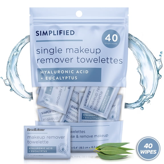 Brookstone Makeup Remover Wipes Single Individually Wrapped Cleanse Remove Makeup 40 Count Makeup Wipes