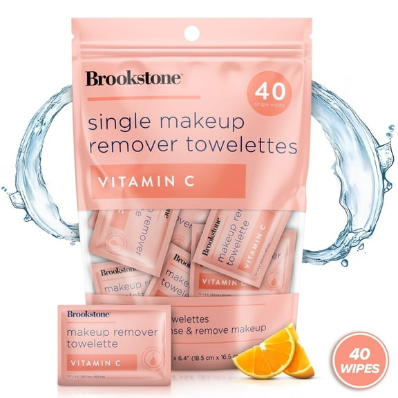 Brookstone Makeup Remover Wipes Single Individually Wrapped Cleanse Remove Makeup 40 Count Makeup Wipes