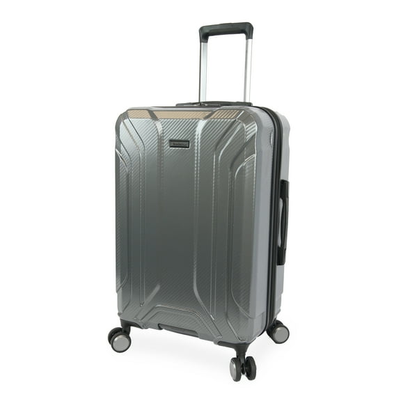 Brookstone Keane 25" Hardside Medium Checked Expandable Spinner Luggage for Travel,  Charcoal