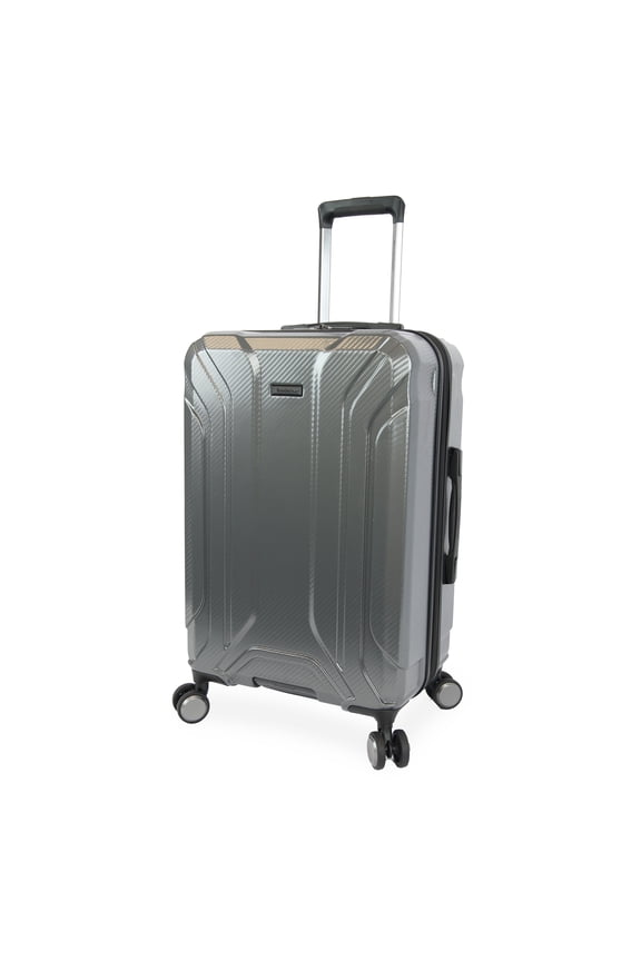 Keane 25" Hardside Medium Checked Expandable Spinner Luggage for Travel, Charcoal