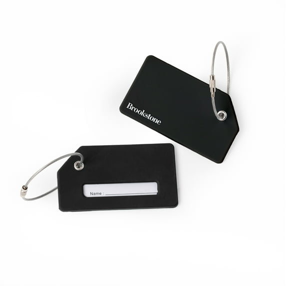 Brookstone Luggage Tags - 2 Pack Travel Bag Tags for Suitcases with Name Card and Steel Loop Fastener