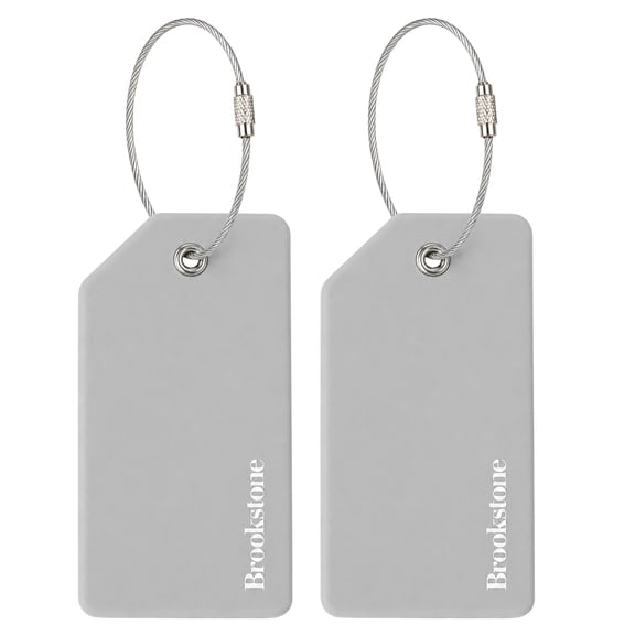 Brookstone Luggage Tags Name Card Travel Tags for Luggage with Steel Loop Fastener 2 Pack Set