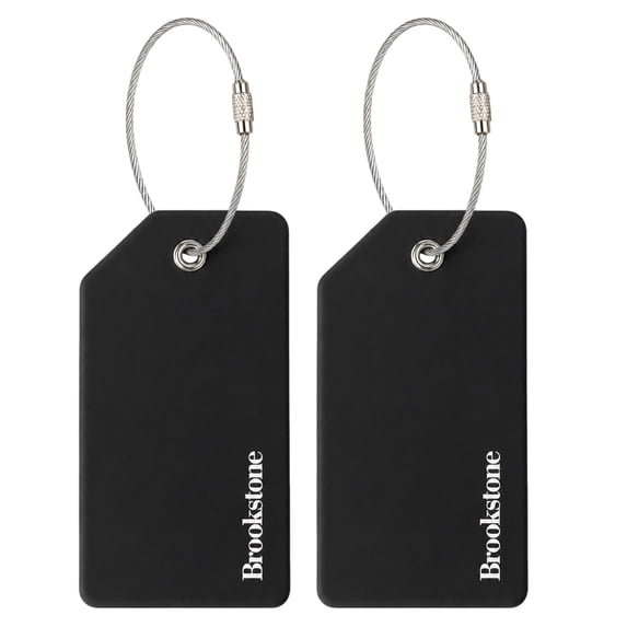 Brookstone Luggage Tags Name Card Travel Tags for Luggage with Steel Loop Fastener 2 Pack Set