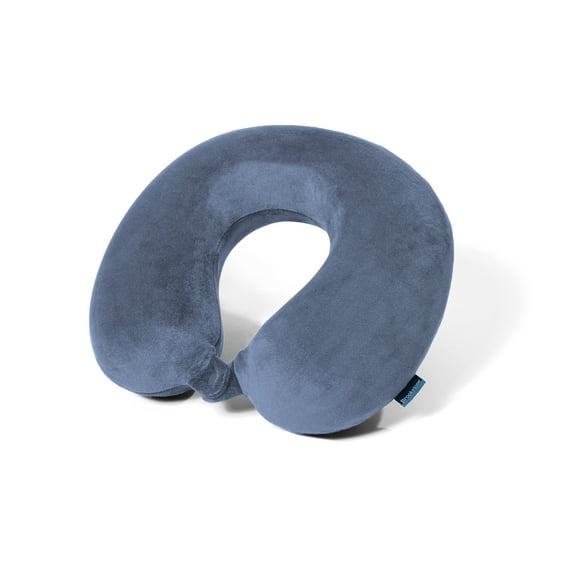 Brookstone Memory Foam Travel Neck Pillow for Vacations, Airplanes, Trains, Buses, and Cars