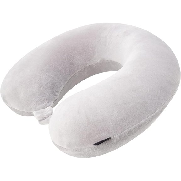Brookstone Memory Foam Travel Neck Pillow for Vacations, Airplanes, Trains, Buses, and Cars