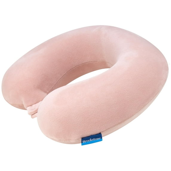 Brookstone Memory Foam Travel Neck Pillow for Vacations, Airplanes, Trains, Buses, and Cars