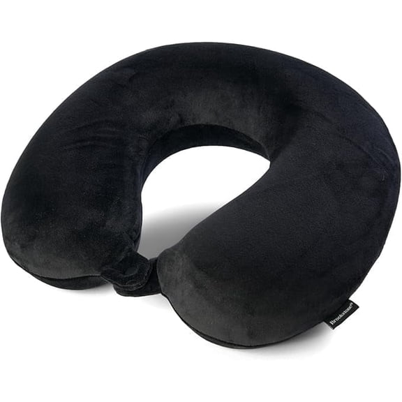 Brookstone Memory Foam Travel Neck Pillow for Vacations, Airplanes, Trains, Buses, and Cars