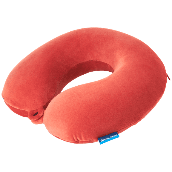 Brookstone Memory Foam Travel Neck Pillow for Vacations, Airplanes, Trains, Buses, and Cars