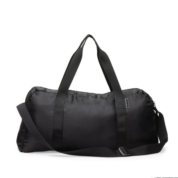 Brookstone Men's Duffel Bag - Lightweight Water-Resistant Travel Duffel Bags - Packable Travel Bags with Adjustable Straps, Black