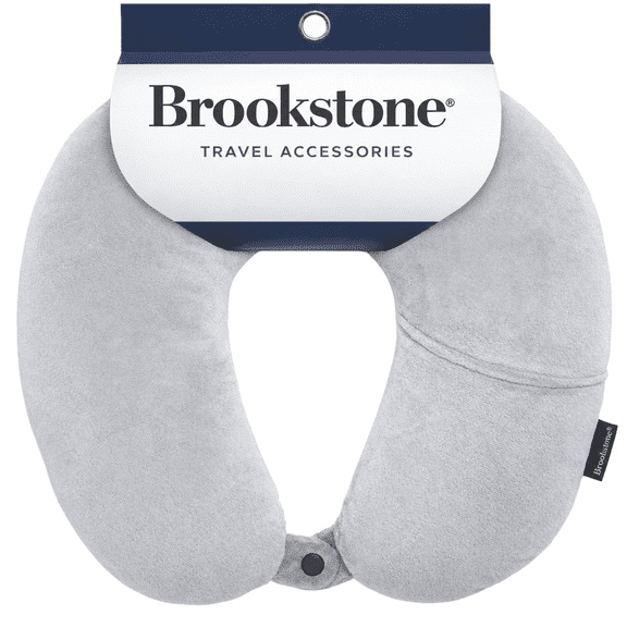 Brookstone Microbead Travel Neck Pillow - Lightweight U-Shaped Travel Pillow for Neck Support