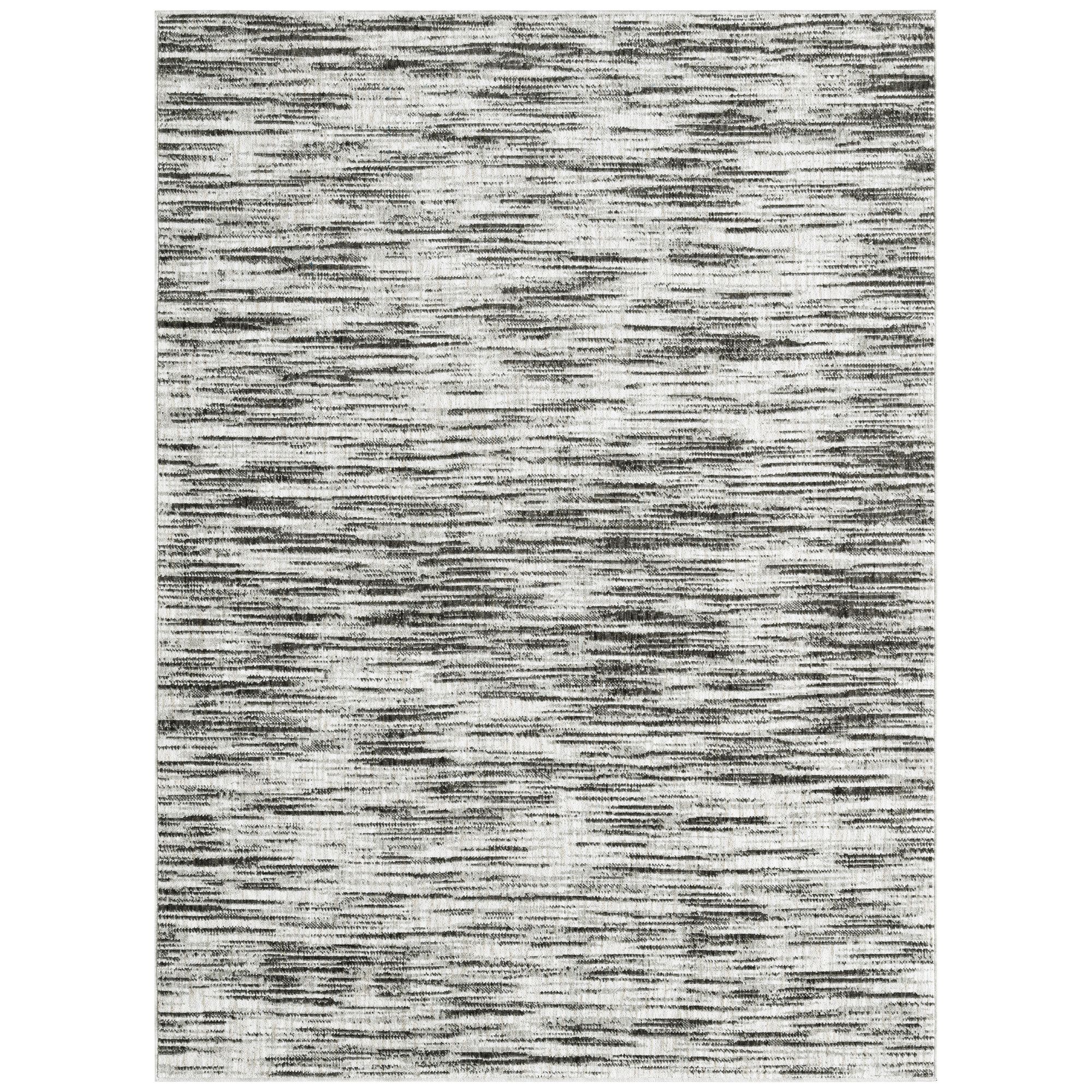 Brookstone Nature Dawn Modern Space Dyed Indoor/Outdoor High Performance Sustainable Area Rug, Ivory/Grey, 5'2"x7'2"