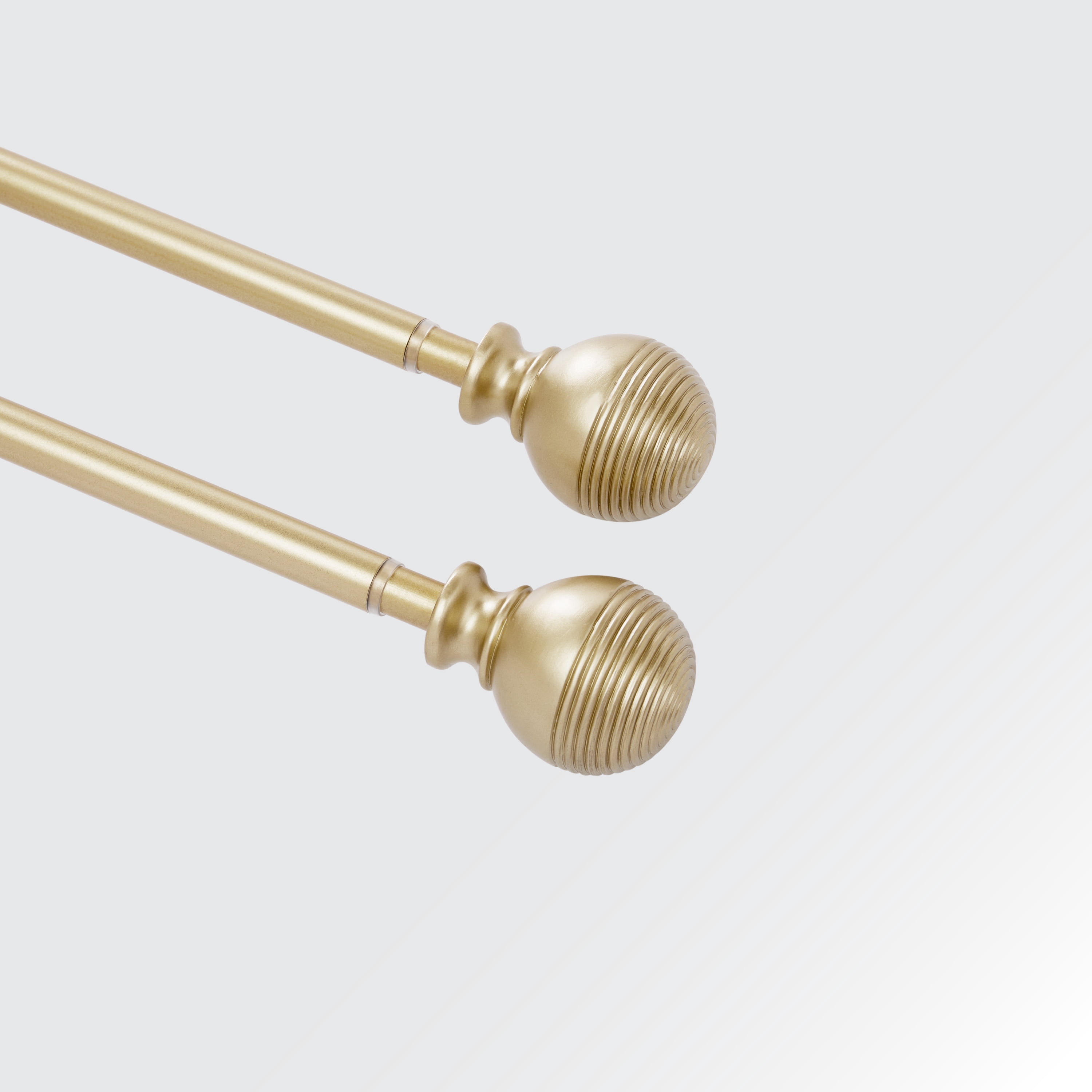 Brookstone Square 3/4 in Adjustable Double Curtain Rod Set with Finials 48" - 84" Gold