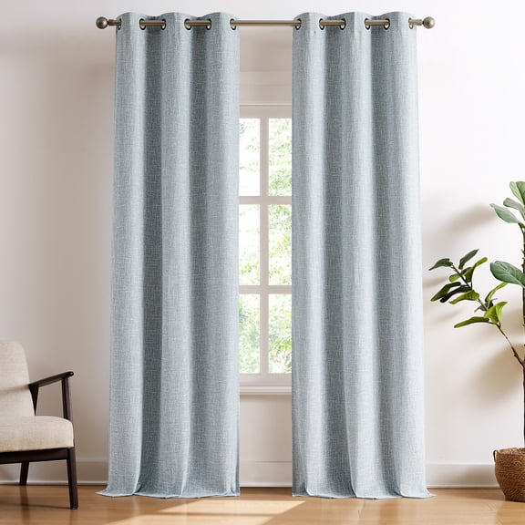 Brookstone Percy  Blackout Curtains Thermal Insulated Grommets Room Darkening Drapes for Living Area and Bedroom Light, Blue, 38" x 96",  2 Panel Set