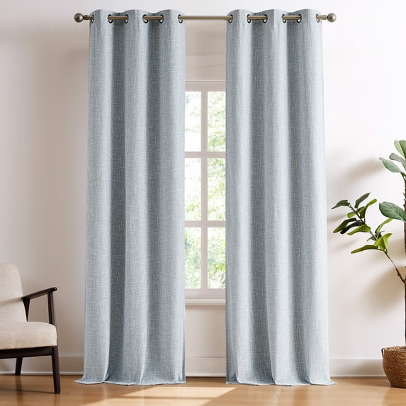 Brookstone Percy Blackout Curtains Thermal Insulated Grommets Room Darkening Drapes for Living Area and Bedroom Light, Blue, 38" x 96", 2 Panel Set