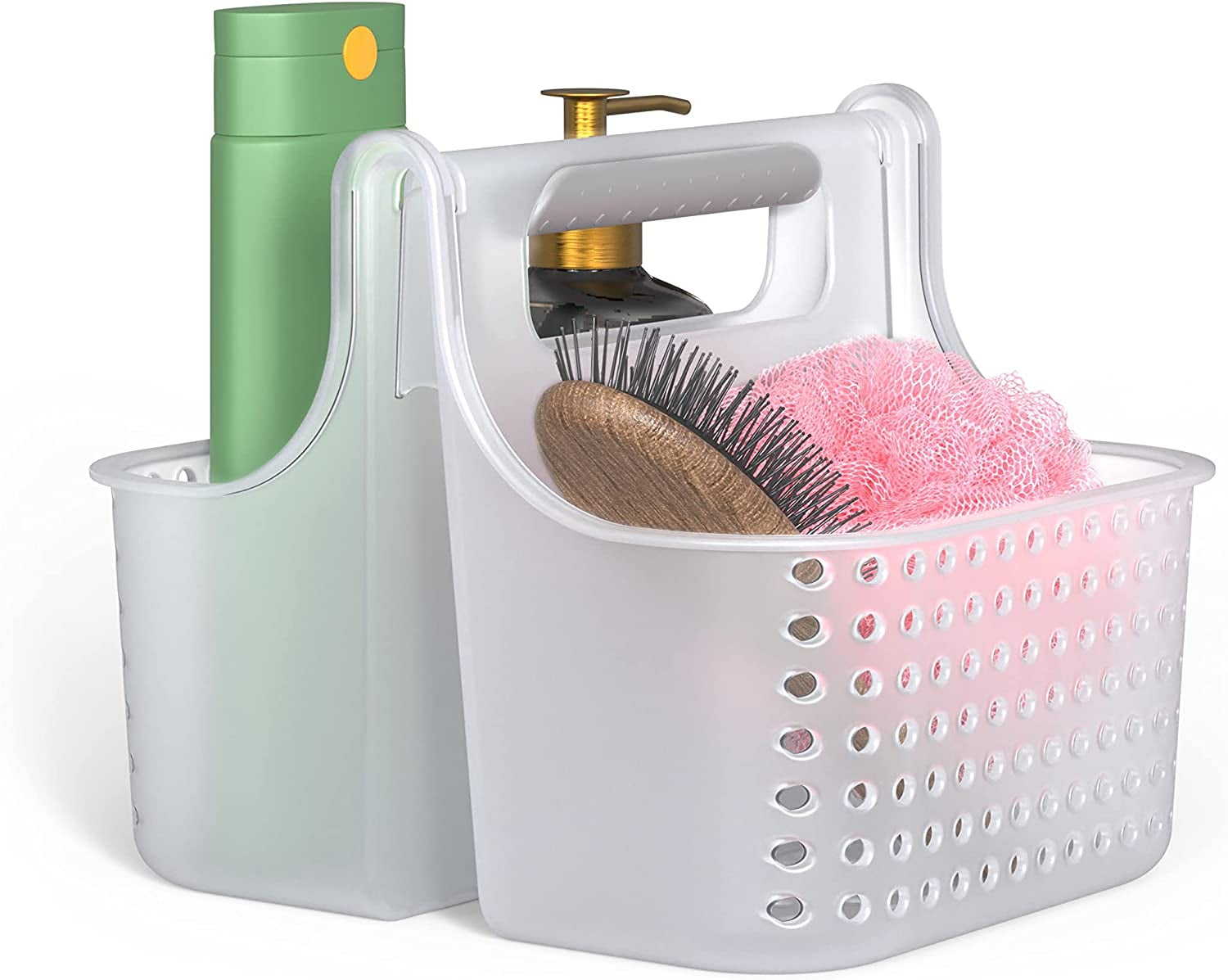 Brookstone Portable Shower Caddy 2 Pockets Soft Grip Handle Clear Plastic Bathroom Organizer Walmart