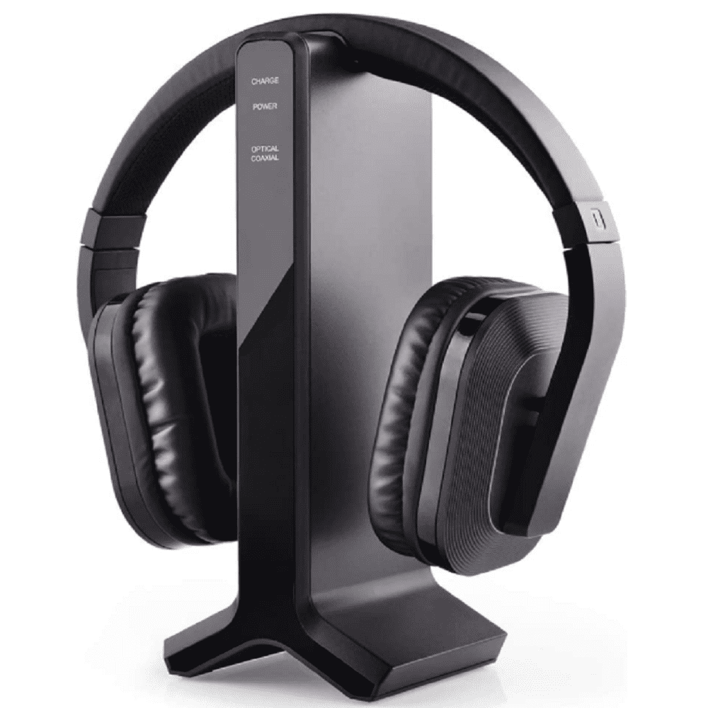 Brookstone Cordless RF TV Headphones with 2.4GHz Audio Rechargeable 100ft Range 10Hrs Playtime Black Walmart