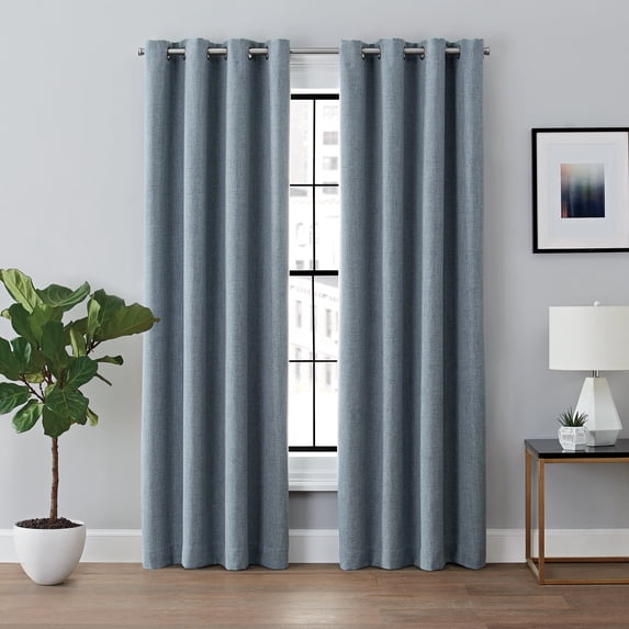 Brookstone Renwick Solid Total Blackout Grommet Top Single Curtain Panel, Ink Blue, 50 x 63