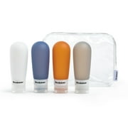 Brookstone Reusable Travel Bottles - 4 Pack TSA Approved Silicone Refillable Travel Containers