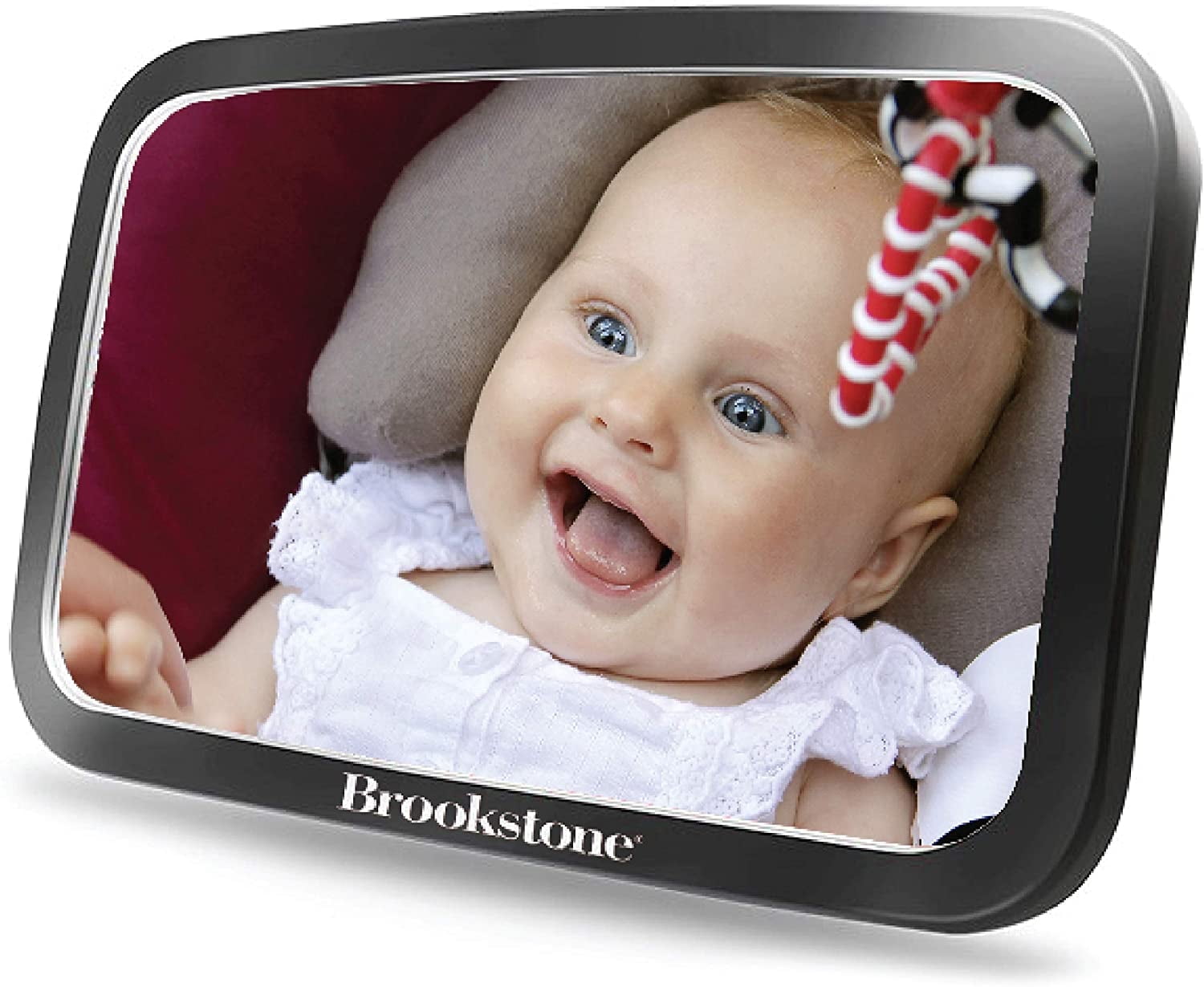 Brookstone Shatterproof Adjustable Baby Car Mirror, Black