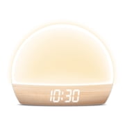 Brookstone Sunrise Alarm Clock with Soft LED Light, RGB Color Night Light, Sunrise & Sunset Simulation, Time/Date and Indoor Temperature Display, Touch Controls, USB Powered