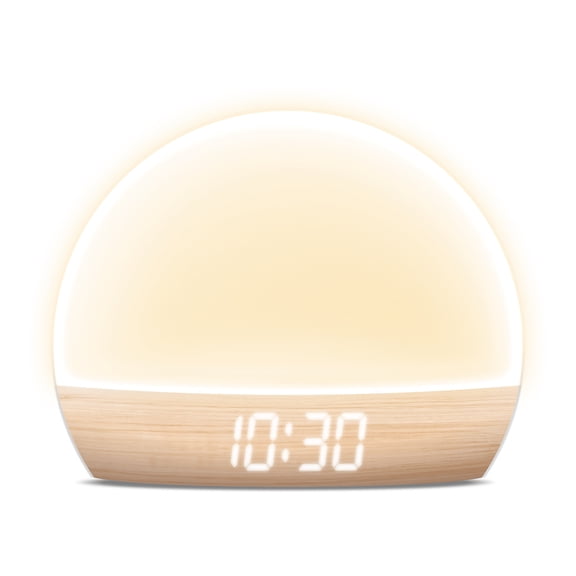 Brookstone Sunrise Alarm Clock with Soft LED Light, RGB Color Night Light, Sunrise & Sunset Simulation, Time/Date and Indoor Temperature Display, Touch Controls, USB Powered