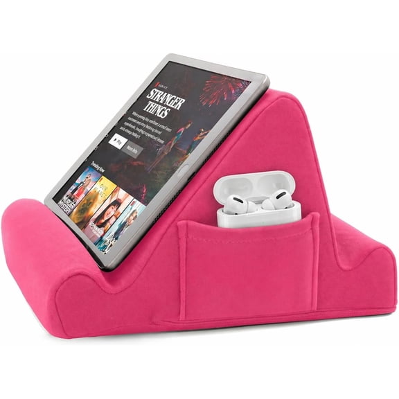 Brookstone Tablet Lap Pillow,, Soft Phone Holder for Bed, Book Lapdesk, Pink