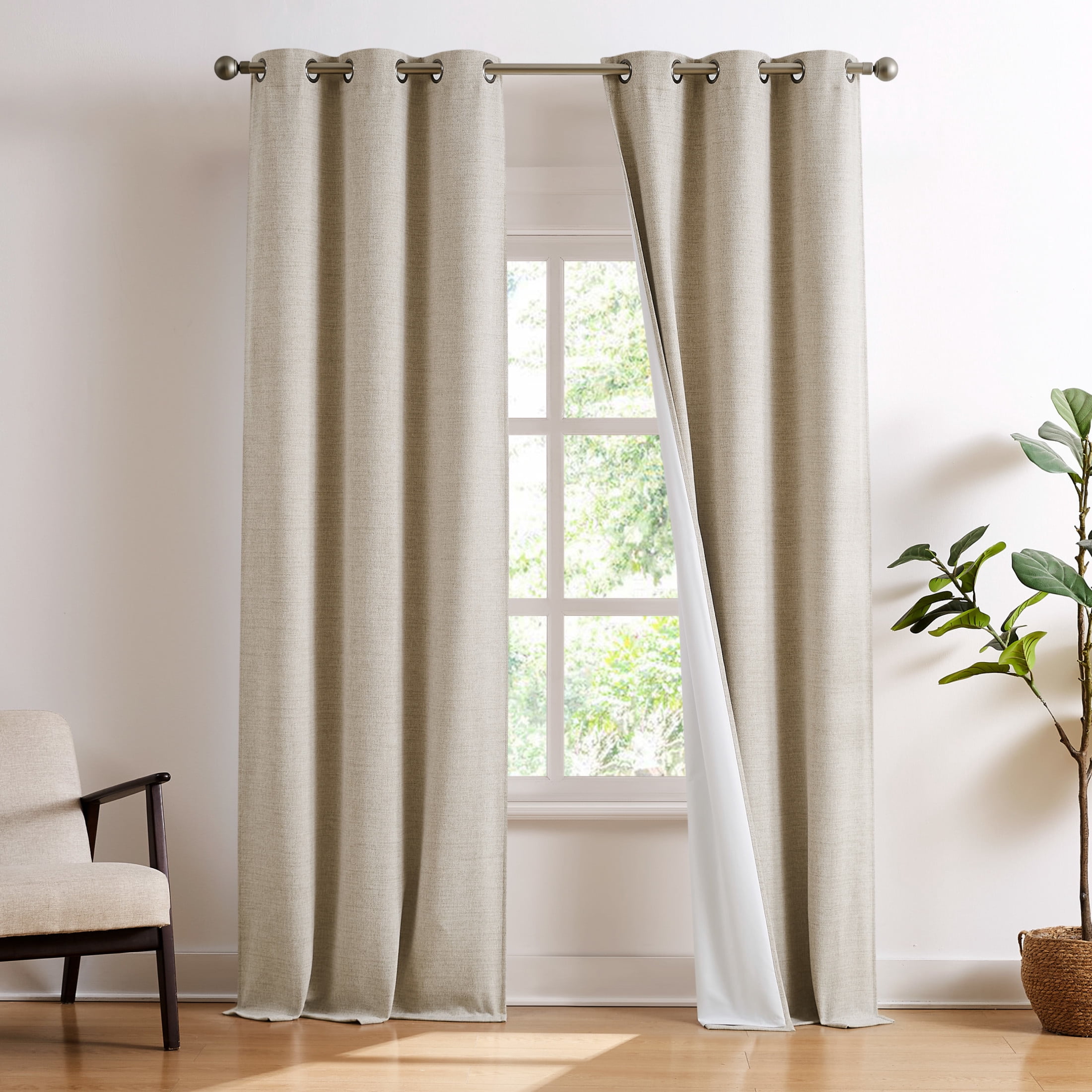 Brookstone Taupe Josie Blackout Grommet 38" W x 96" L Window Curtain Panel Pairs
