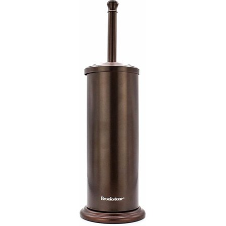 Brookstone Toilet Brush and Holder with Splash Protective Disk, Leakproof, Bronze Metallic