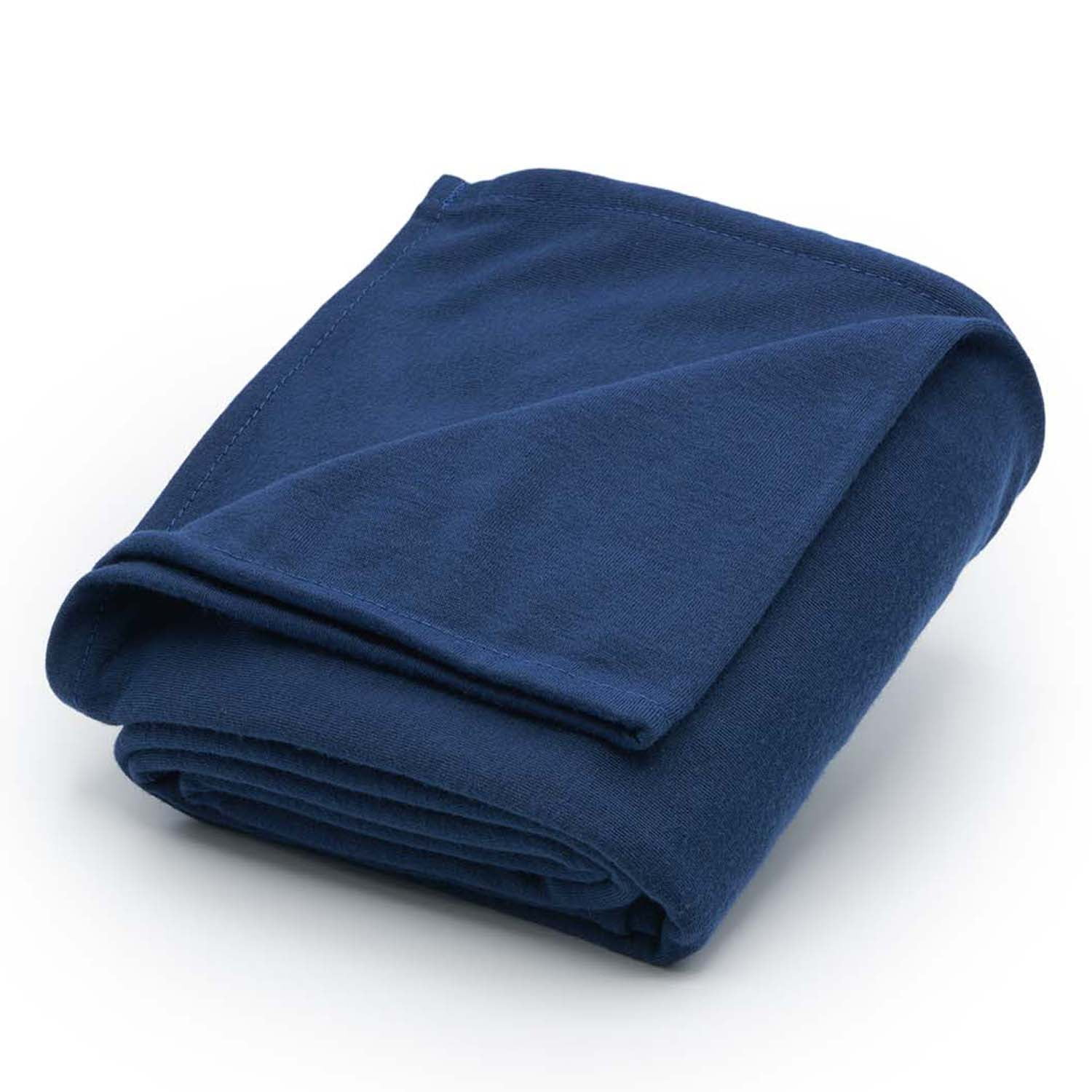 Blue Fleece Travel Blanket with Foot Pocket and Packing Case