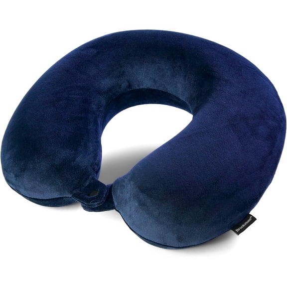 Brookstone Travel Neck Pillow Classic Snap Closure Soft Memory Foam Travel Pillow for Travelling