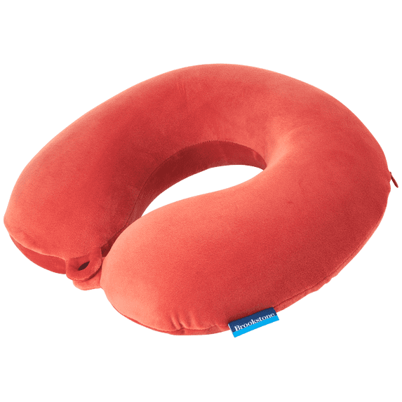 Brookstone Travel Neck Pillow Classic Snap Closure Soft Memory Foam Travel Pillow for Travelling