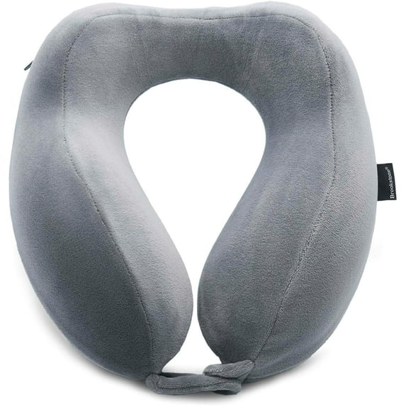 Brookstone Travel Neck Pillow - Contoured Head Memory Foam Neck Support Pillow for Travelling