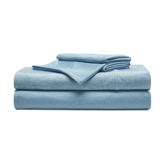 Brookstone Wicking Technology Knit Sheet Set King Size Faded Denim, Blue, Polyester, Adult