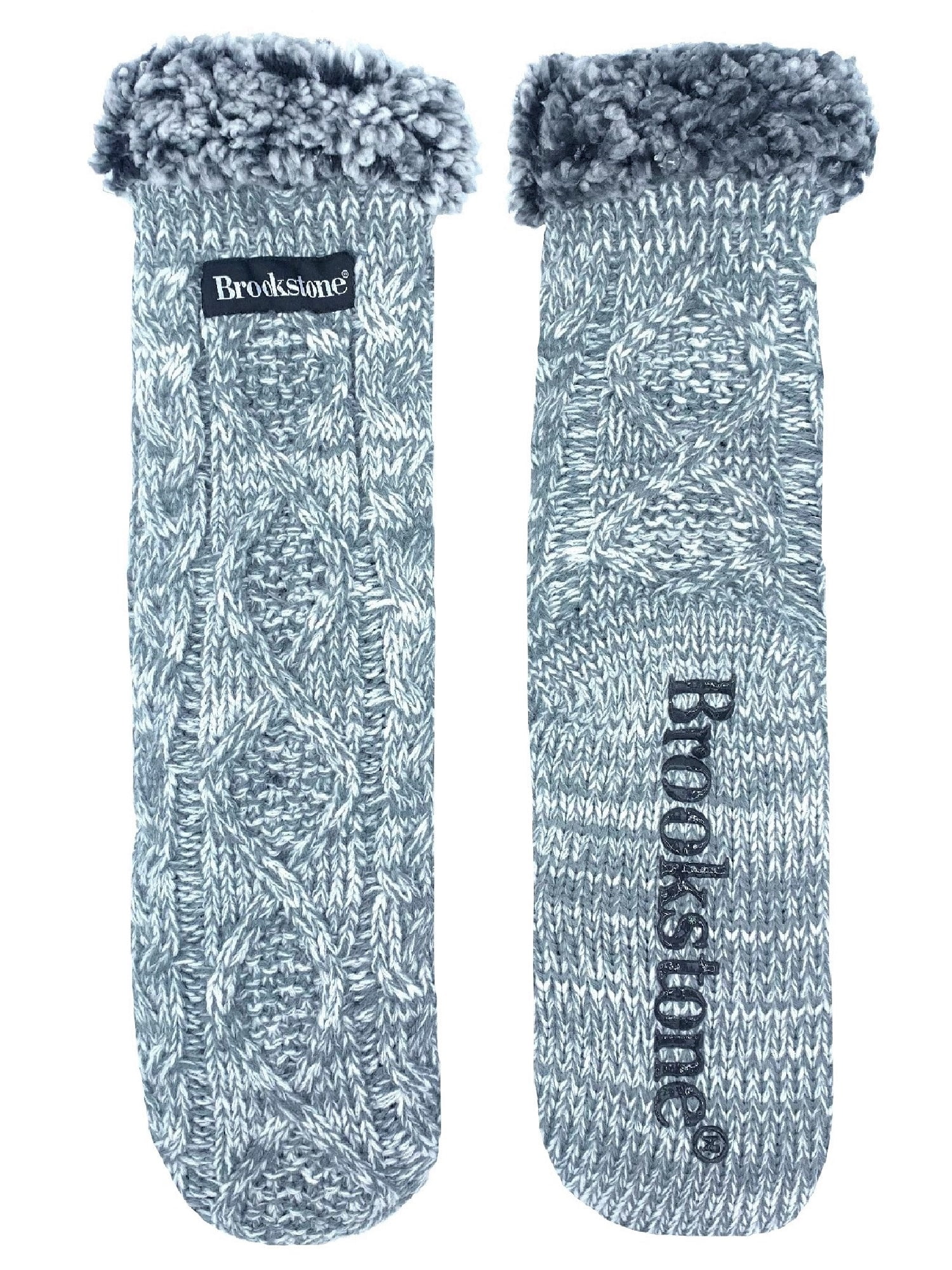 Brookstone, Women's Dual Lined Cable Knit Slipper Sock, 1Pack, Size 4