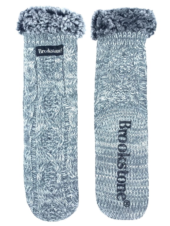 , Women's Dual Lined Cable Knit Slipper Sock, 1-Pack, Size 4-10