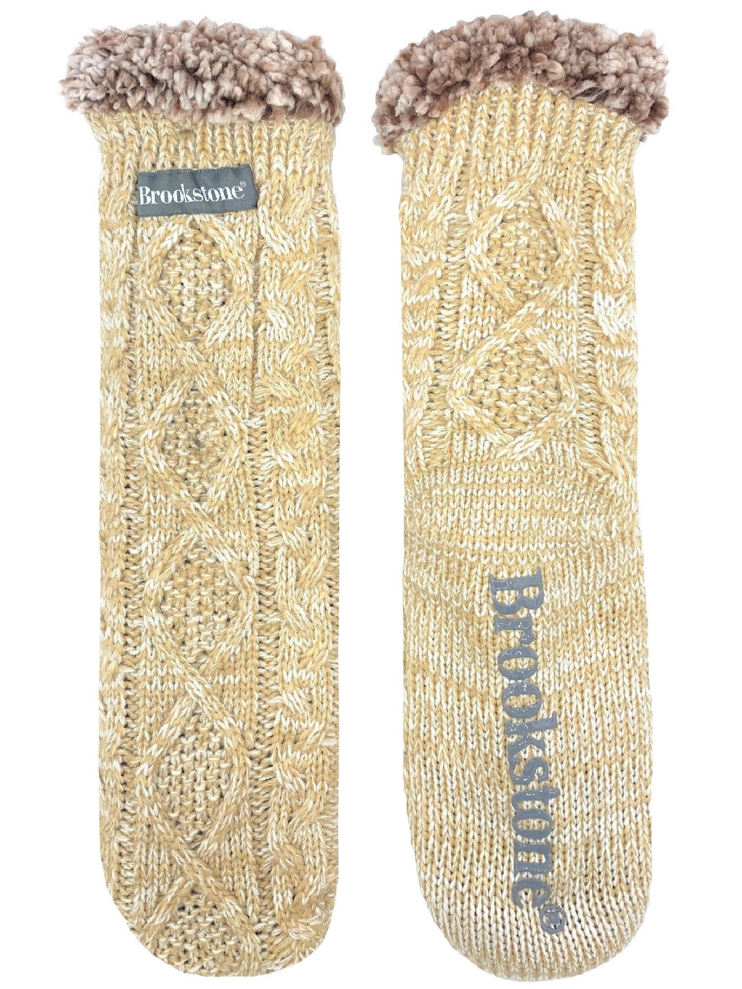 Brookstone, Women's Dual Lined Cable Knit Slipper Sock, 1-Pack, Size 4-10 
