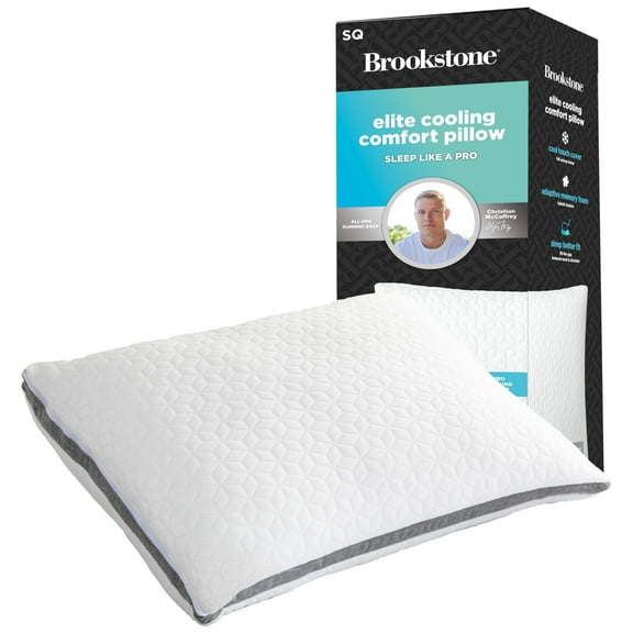 Brookstone x McCaffrey Dual Comfort Cooling Memory Foam Pillow - Sleep Like A Pro - Adaptive BioSense Foam, Cool Touch Cover for Faster Sleep, Easy Care Machine Washable, 27'' x 20'' - White