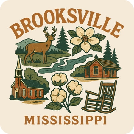 Brooksville Mississippi Keepsakes Souvenir Vinyl Sticker – Destination Travel Keepsake Collectible (3-Inches Wide)